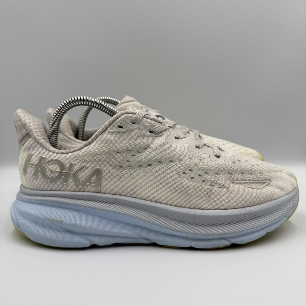 Hoka One One Clifton 9 Men's Size 8D B White Blue Running Shoes Sneaker 1127896